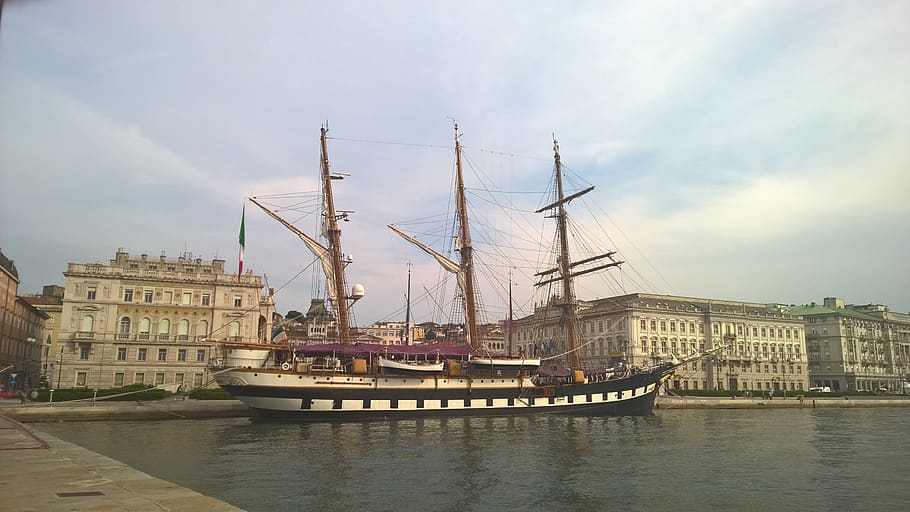 italia, trieste, nautical vessel, transportation, water, architecture HD wallpaper