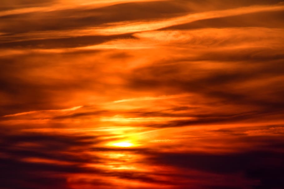sunset, setting sun, evening sky, abendstimmung, golden, dusk HD wallpaper