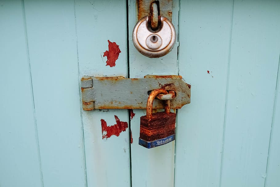 door, lock, metal, rust, wood, entrence, exit, entrance, safety HD wallpaper
