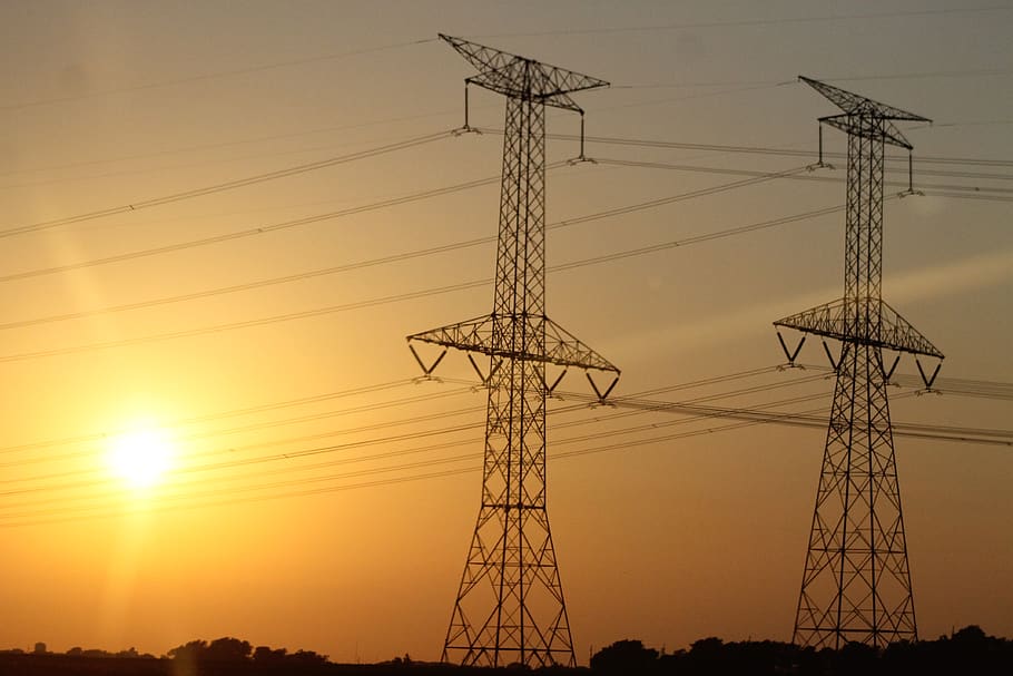 sunset, fuel and power generation, sky, electricity, technology HD wallpaper