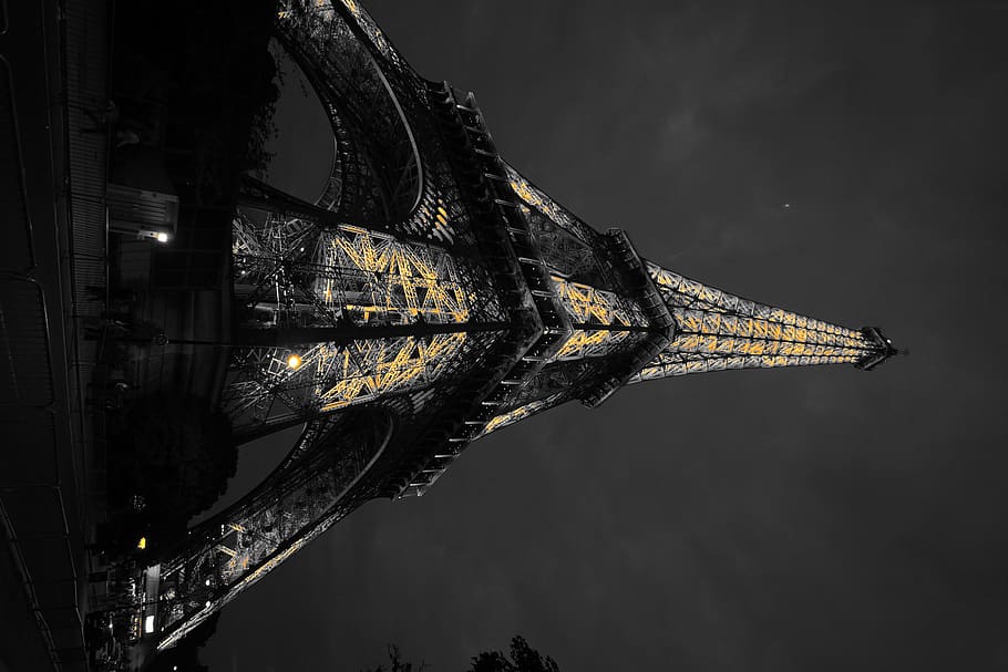 france, paris, eiffel tower, black, night, architecture, built structure HD wallpaper