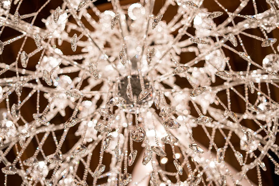 chandelier, reflection, light, wedding decor, beautiful, ceiling decor HD wallpaper