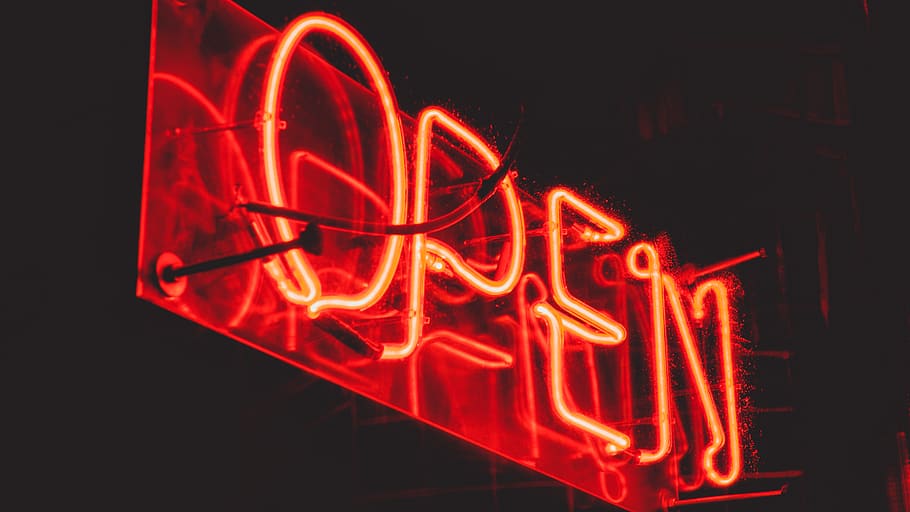 Sign Open red neon sign black background open concepts Light sign open  HD wallpaper  Peakpx