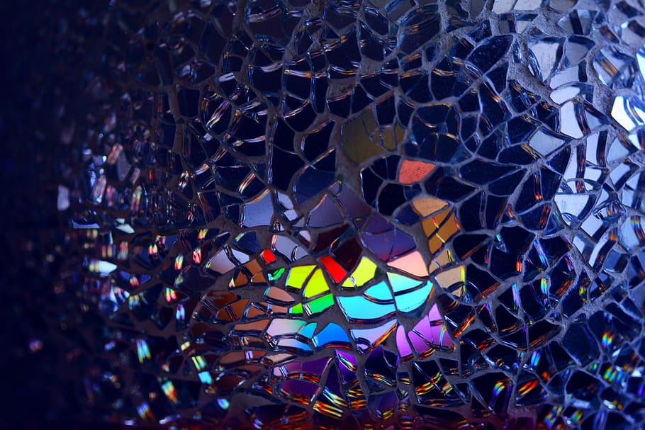 Multicolored Broken Mirror Decor, art, artistic, broken glass HD wallpaper