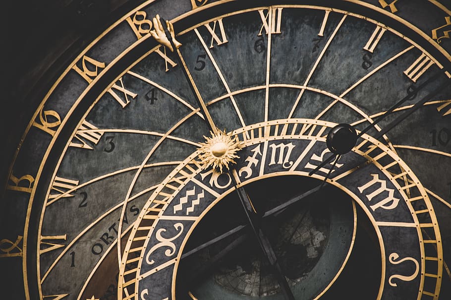 prague, astronomical, clock, time, roman numeral, no people HD wallpaper