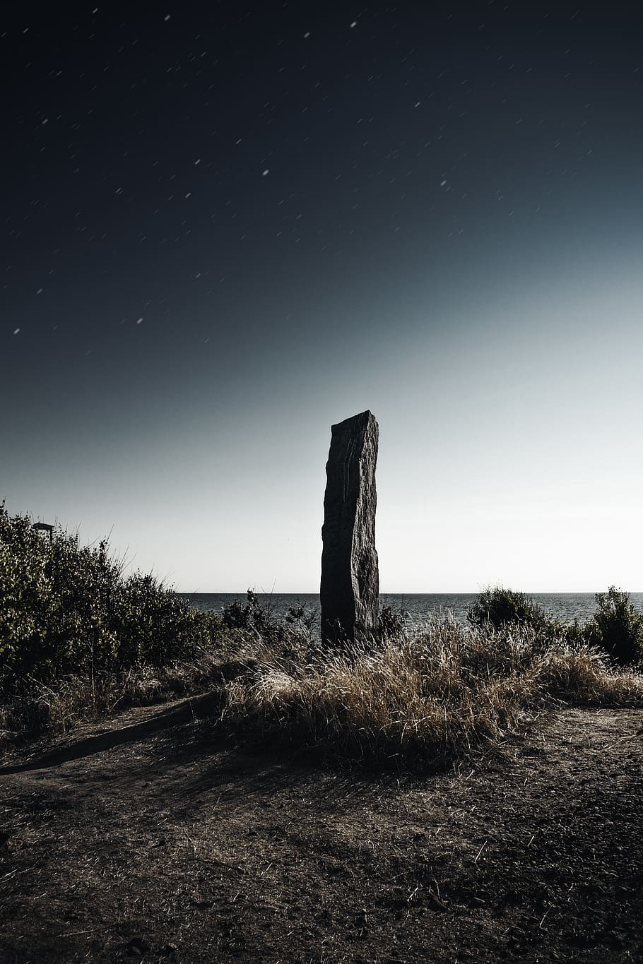grey stone near brown grass, sky, field, land, tranquil scene HD wallpaper