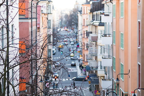 stockholm, sweden, södermalm, building, city, road, cars, tree HD wallpaper