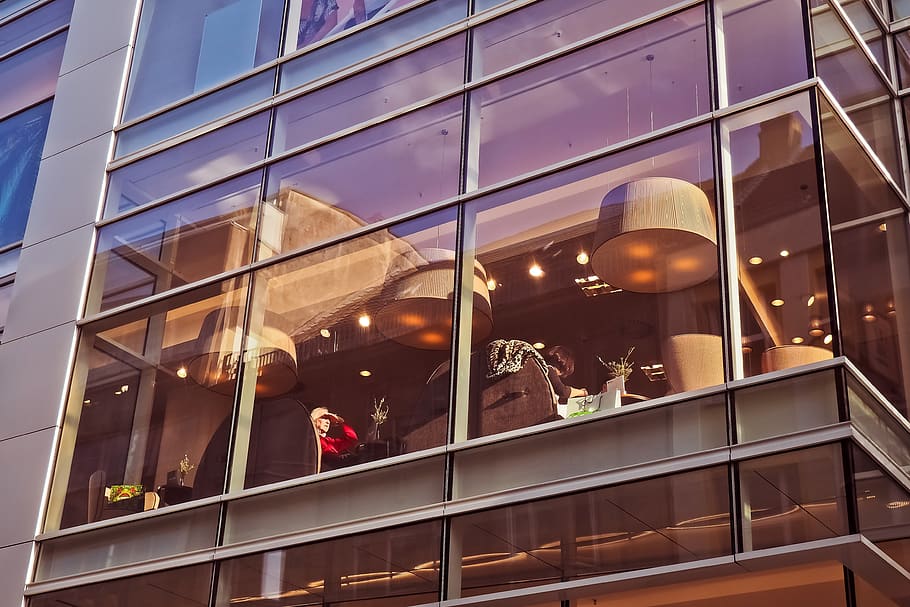 glass, modern, window, architecture, reflection, building, urban HD wallpaper