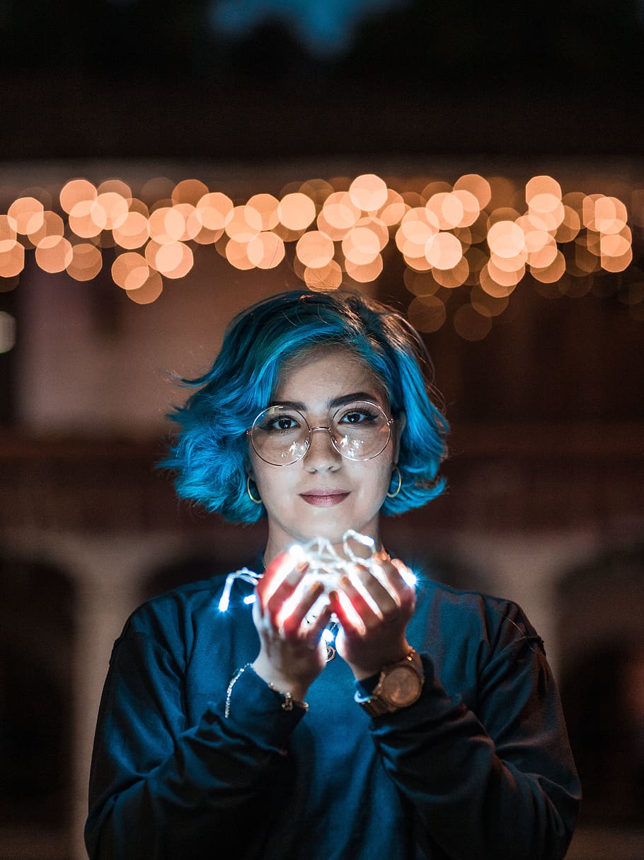 woman holding string light, one person, front view, real people HD wallpaper