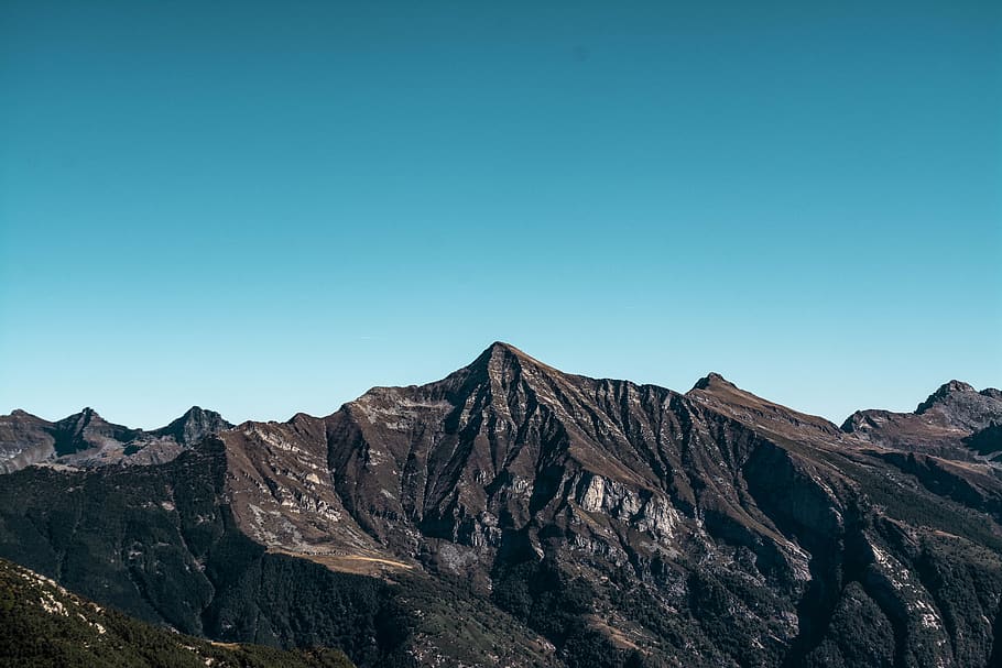 brown and white mountain range, crest, outdoors, nature, lake maggiore HD wallpaper