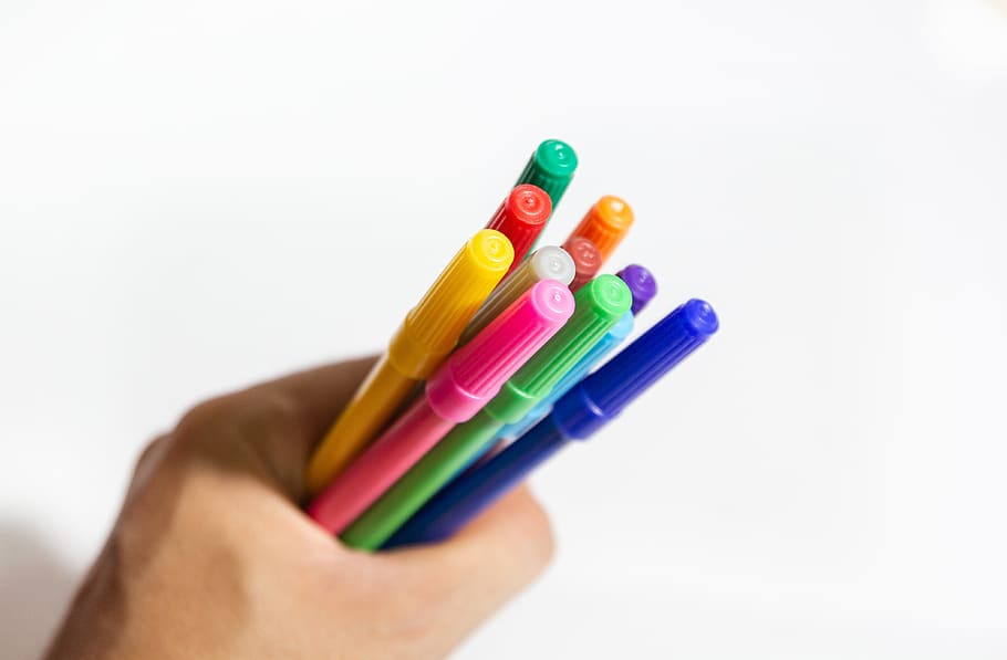 magic, pen, felt, rainbow, pens, tip, isolated, background, HD wallpaper