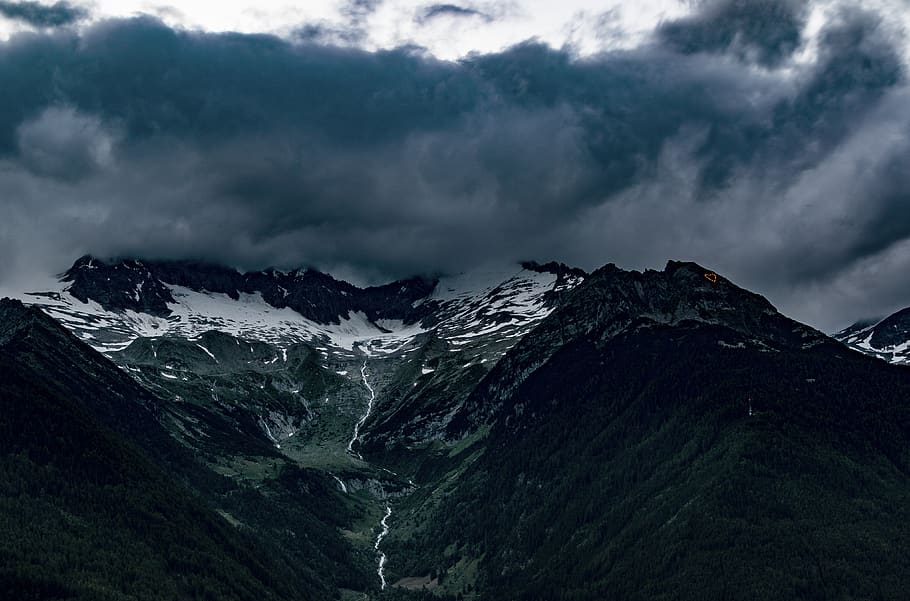 Top View of Mountains Under Gray Cloudy Sky, altitude, clouds HD wallpaper