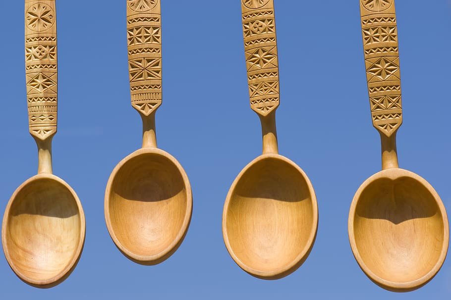 spoon, folk, wooden, pattern, creativity, craft, design, hobby HD wallpaper