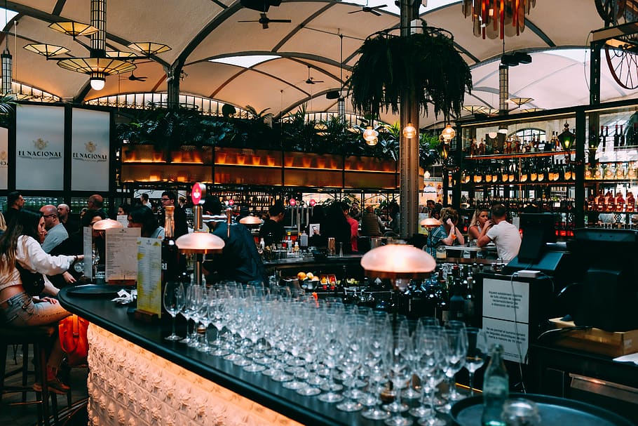 person, human, restaurant, pub, bar counter, food, food court HD wallpaper