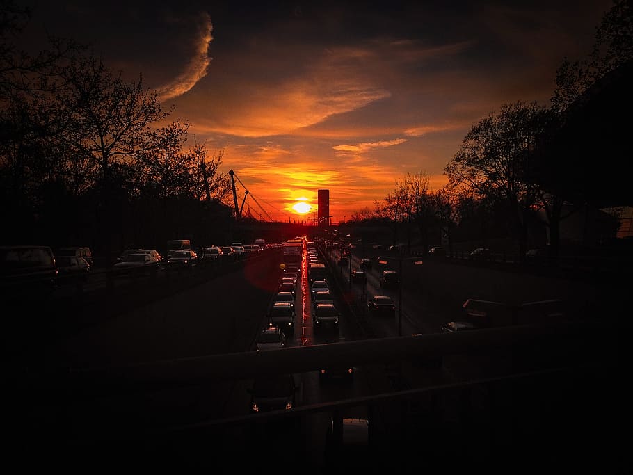 germany, munich, sunset, munchen, highway, baviera, tree, sky HD wallpaper