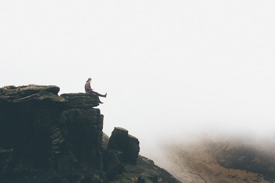 ledge, leap, jump, fall, tip, cliff, rocks, mountains, hills HD wallpaper