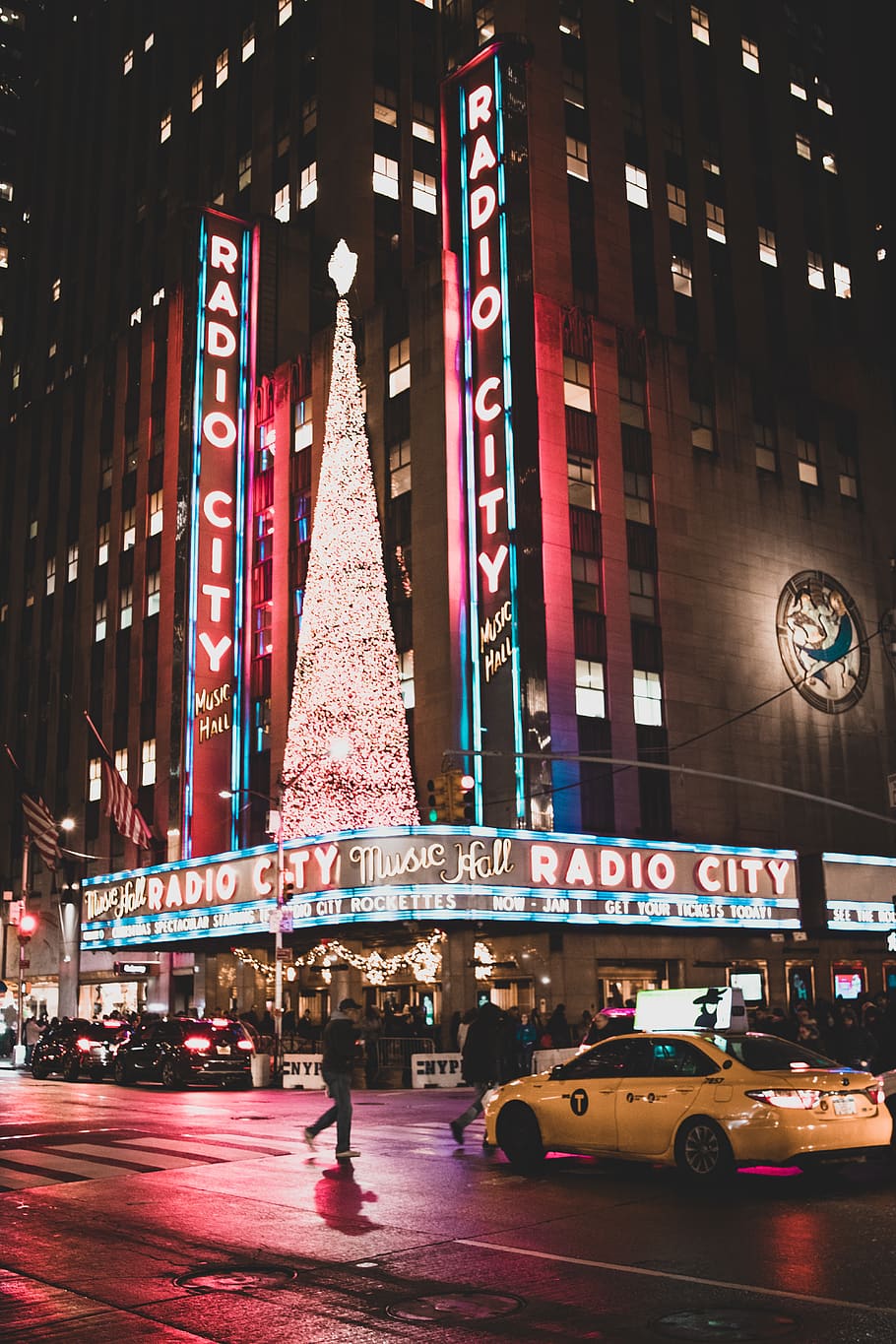 new york, radio city, united states, neon signs, neon lights