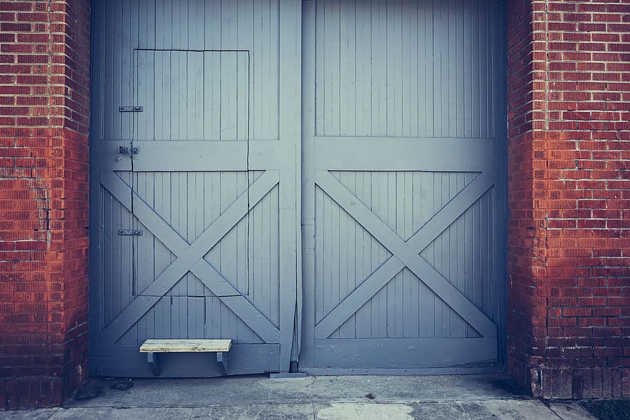 gate, door, step, red, bricks, architecture, built structure HD wallpaper