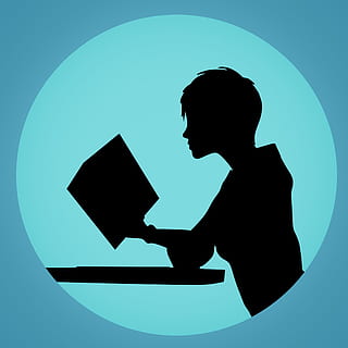 Silhouette of woman reading., education, studying, university HD wallpaper