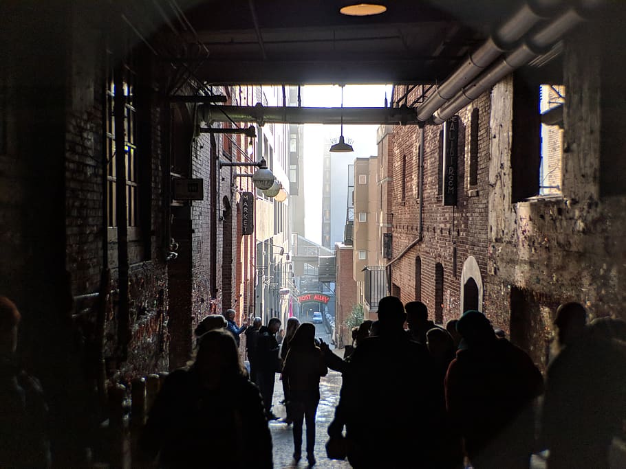 seattle, post alley, united states, people, moment, city, google