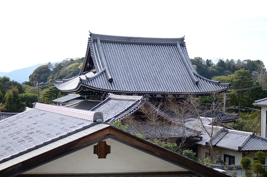 japan, kyoto, architecture, built structure, roof, building exterior HD wallpaper