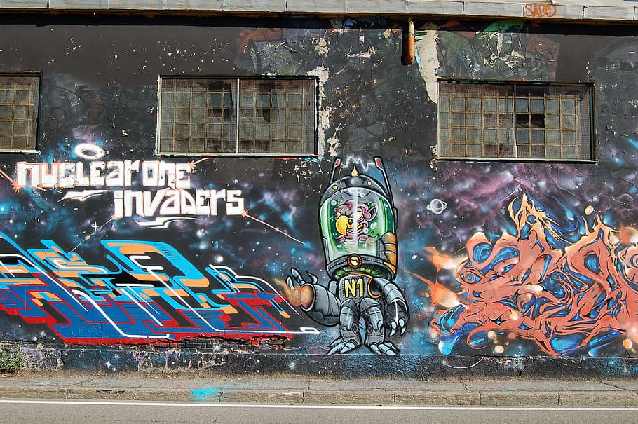 wall street art in a public place, city, graffiti, architecture, HD wallpaper