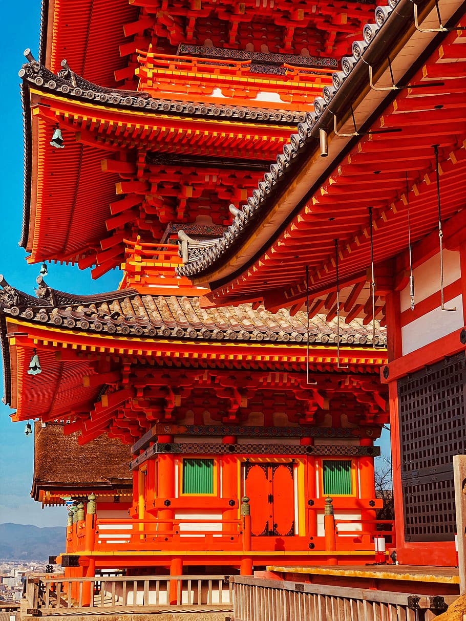 Red and Black Pagoda, ancient, architecture, Asian architecture HD wallpaper