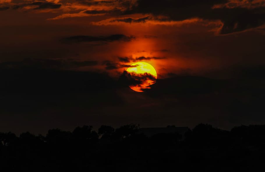 Photo of Full Moon Surrounded by Clouds, backlit, color, dark HD wallpaper
