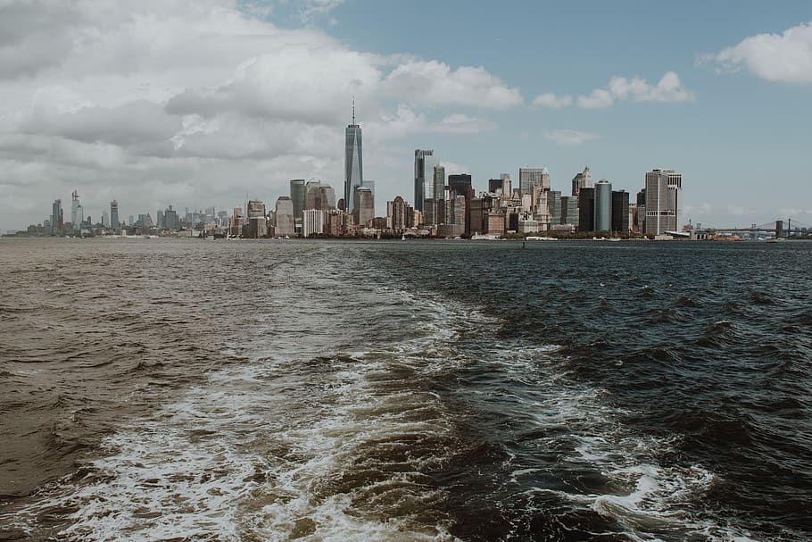 ocean waves, nature, outdoors, urban, building, town, city, high rise HD wallpaper