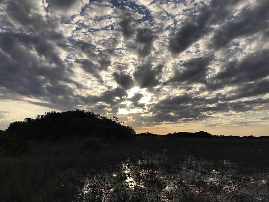 everglades, landscape, sky, clouds, cloud - sky, sunset, beauty in nature HD wallpaper