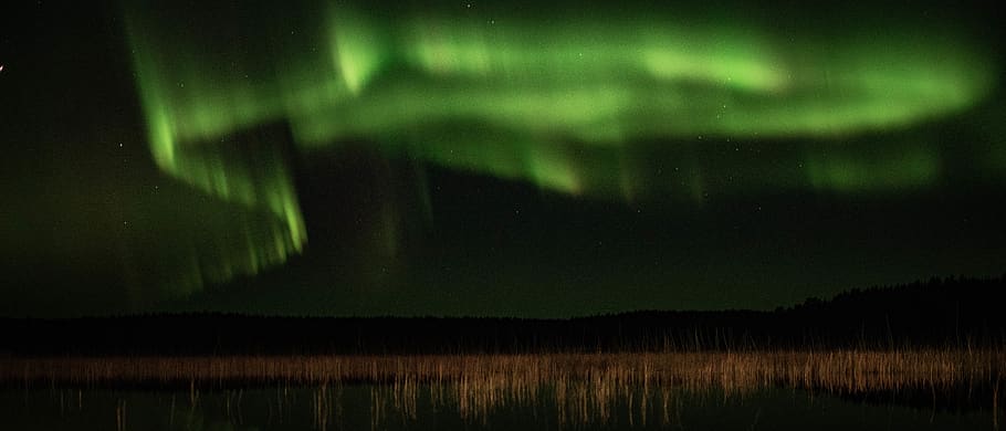 aurora borealis screengrab, finland, lake, polar circle, summer HD wallpaper