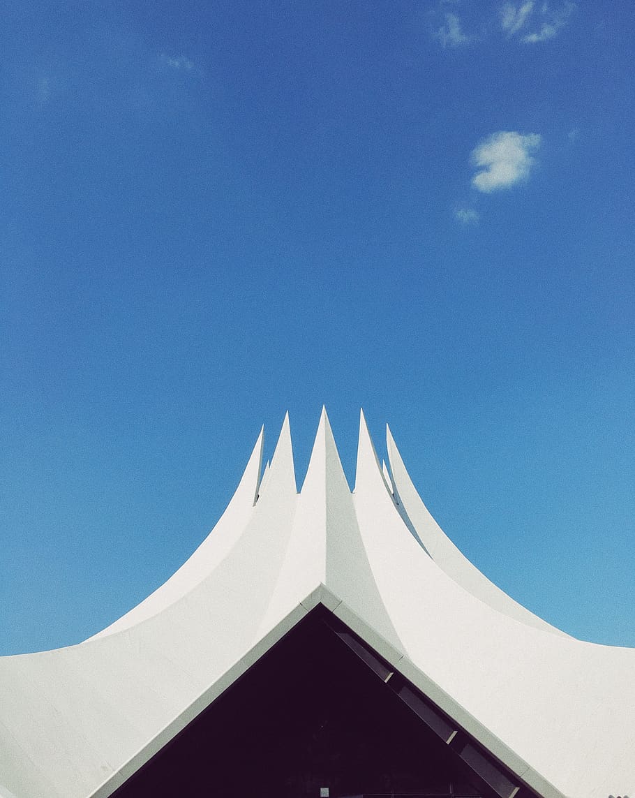 mountain illustration, sky, blue, architecture, built structure HD wallpaper