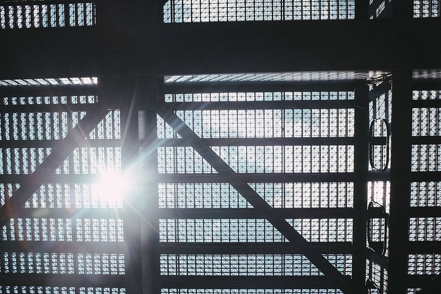Bridge from below, abstract, architecture, background, beams HD wallpaper