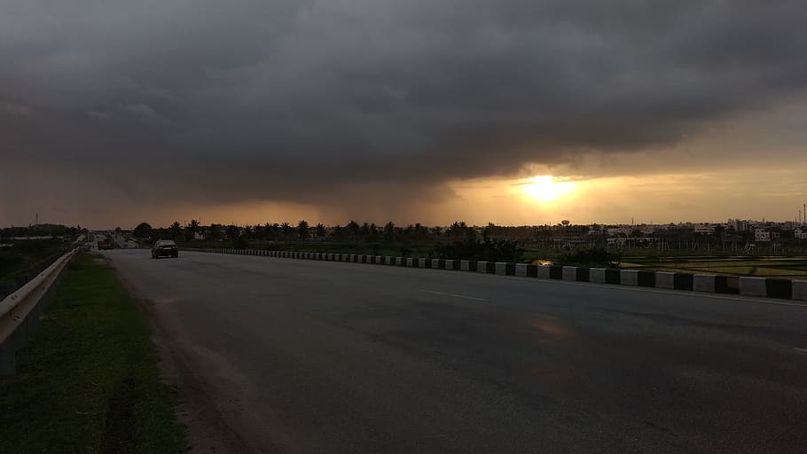 india, davanagere, highway, evening, sunshine, sky, cloud - sky HD wallpaper