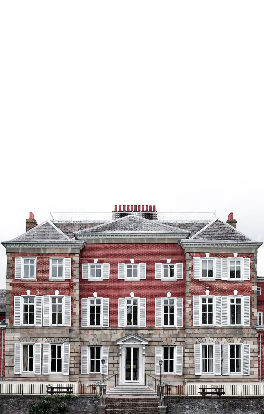 london, united kingdom, symmetric, symmetrical, bench, brick, HD wallpaper
