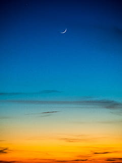 gradient, sky, moon, sunset, blue, beauty in nature, scenics - nature HD wallpaper