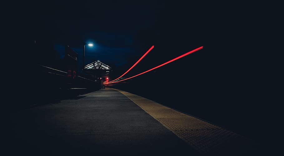 dark, night, city, lights, street, road, illuminated, transportation HD wallpaper