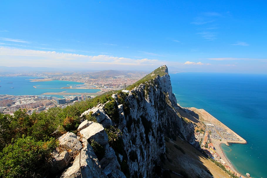 gibraltar, english, rock, coast, mediterranean, scenics - nature, HD wallpaper