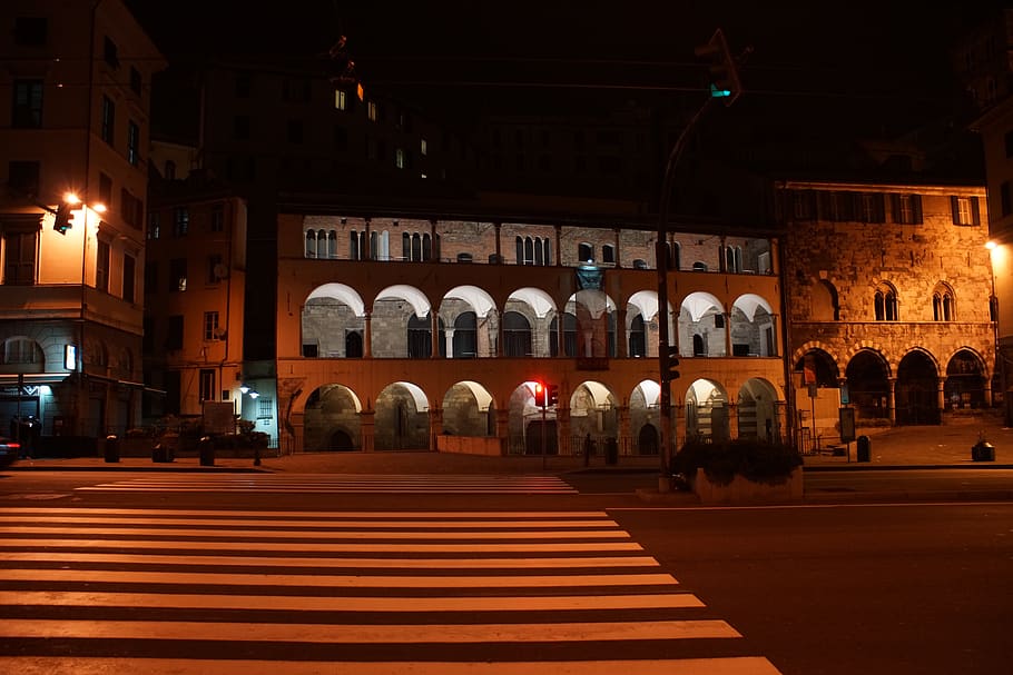 italy, genova, genoa, la commenda, architecture, illuminated