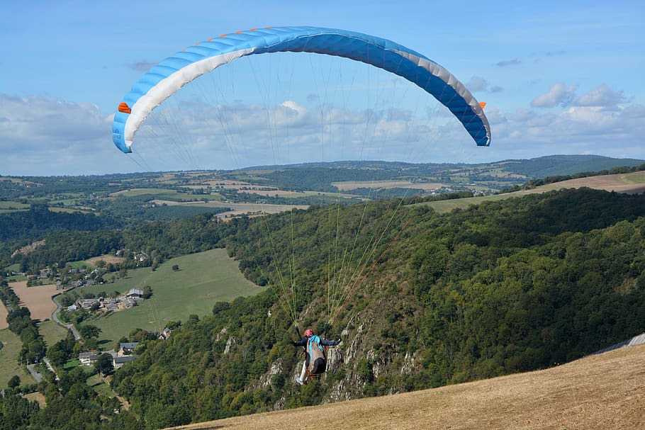 paragliding, take off, flight, sport, activity, wind, air aircraft HD wallpaper