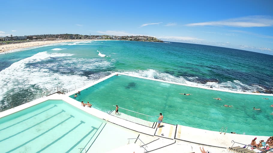 HD wallpaper: australia, bondi beach, water, sea, high angle view