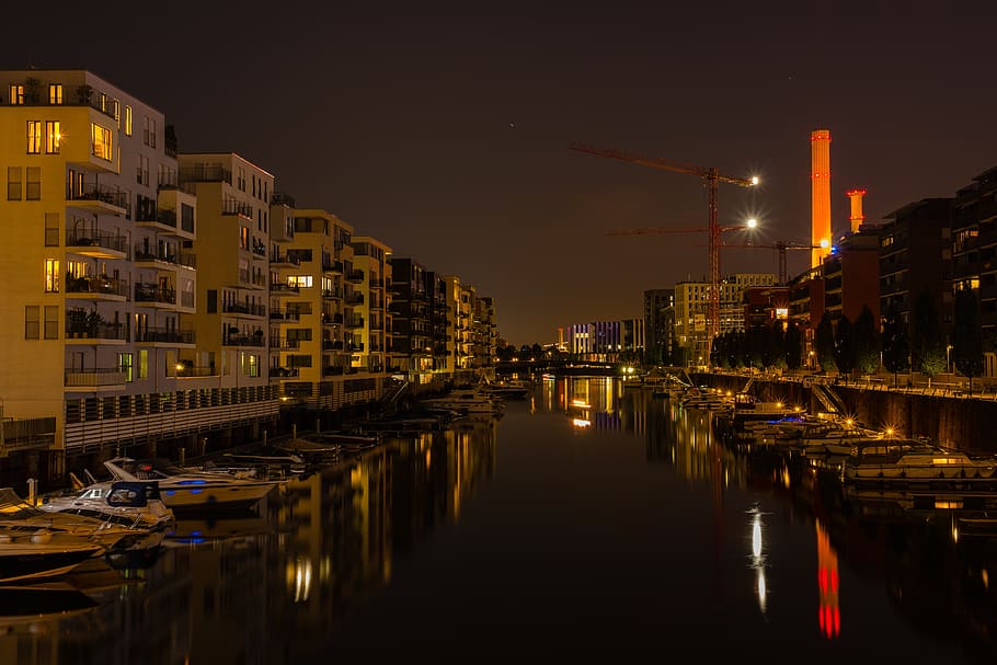 port, architecture, lighting, dusk, building exterior, built structure HD wallpaper