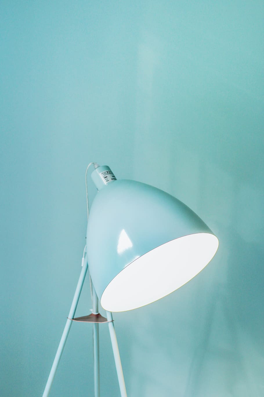 Blue Desk Lamp, blue background, bright, close-up, colors, design HD wallpaper