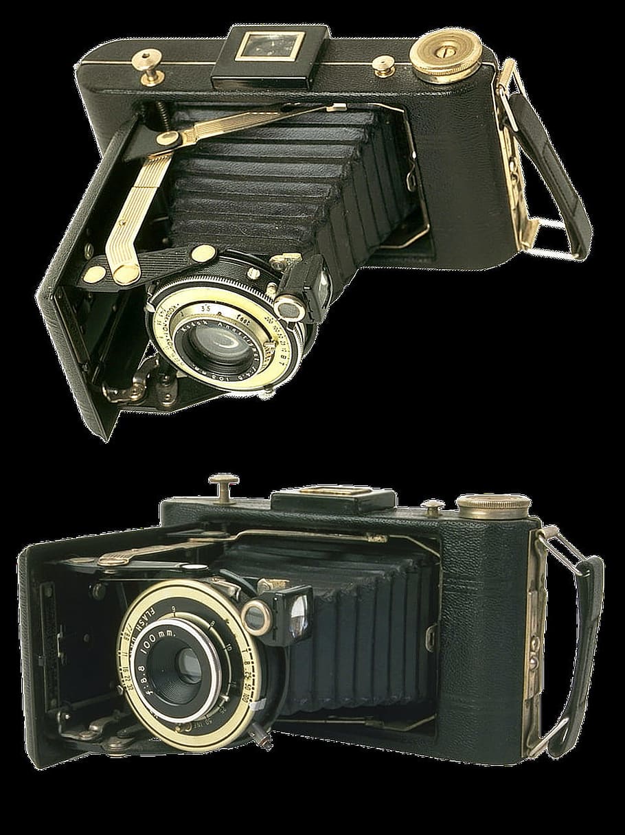 camera, vintage, object, lens, old, photography, black background HD wallpaper