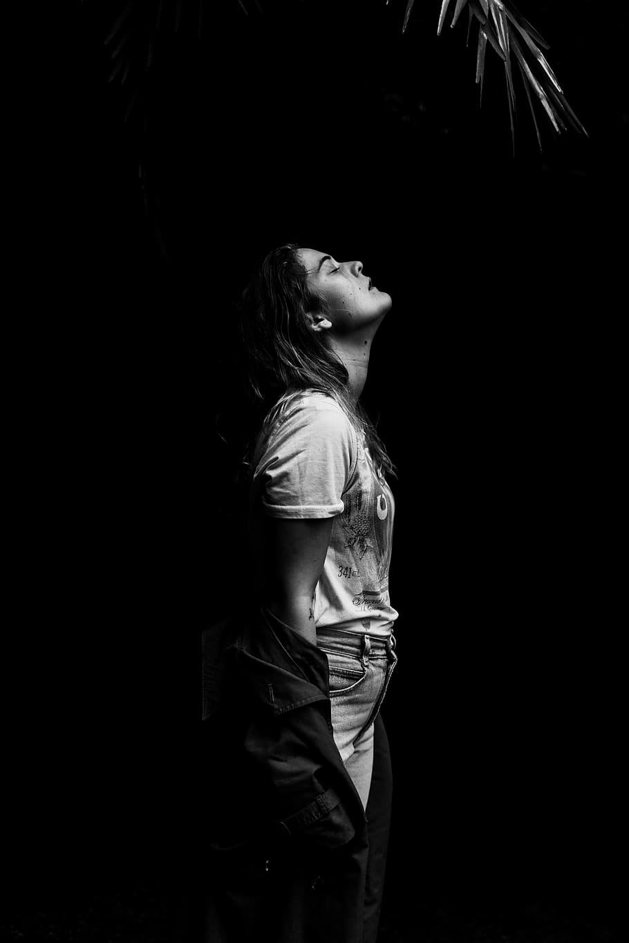 woman standing on dark place, one person, young adult, lifestyles HD wallpaper