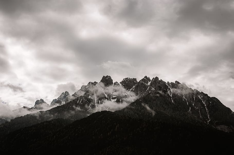 mountains under cloudy daytime, nature, alps, outdoors, italy HD wallpaper