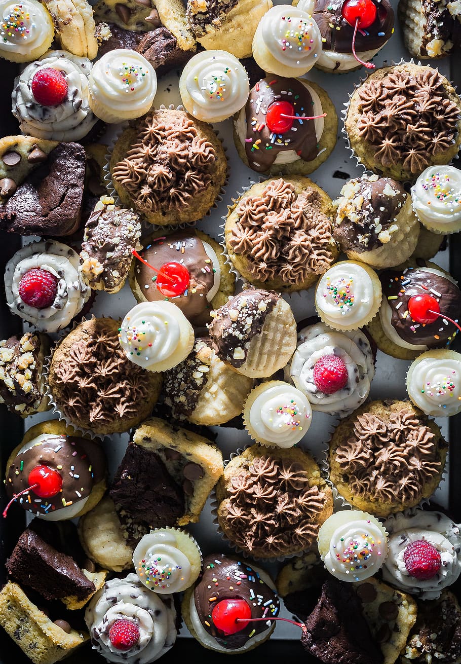 cupcake and cake lot, choice, full frame, backgrounds, variation HD wallpaper