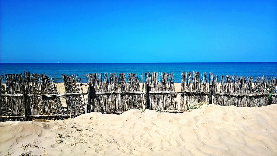 sicily, beach, sea, sky, land, water, horizon over water, blue HD wallpaper