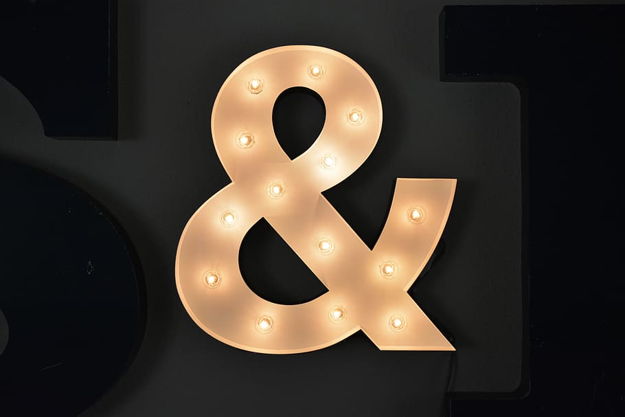 marquee ampersand, text, alphabet, symbol, sign, light, word HD wallpaper