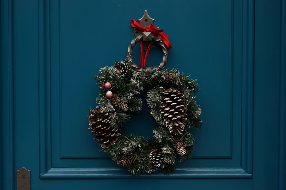 pine, cone, wreath, christmas, decoration, holiday, season HD wallpaper